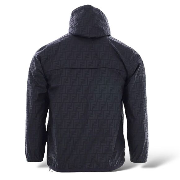 Fendi x K-Way Gold-Tone/Black Zucca Printed Reversible Nylon Windbreaker - Picture 9 of 9